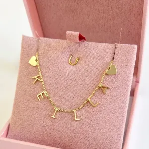 COLAR NOME COM CORAÇÃO NAS PONTAS - KEILLA