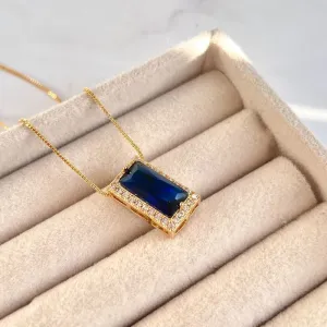 COLAR PINGENTE PRINCESA RETÂNGULAR AZUL MARINHO
