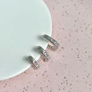TRIO ARGOLAS ARTICULADAS QUADRADAS COM MICRO ZIRCONIAS