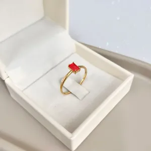 ANEL PEDRA QUADRADA ORANGE FUSION