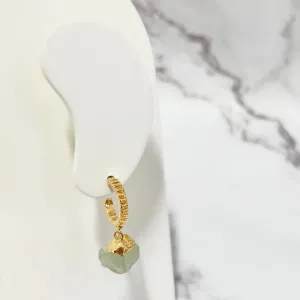 BRINCO ARGOLA COM PINGENTE DE PEDRA NATURAL