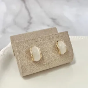 BRINCO ARGOLA ZIRCONIAS E PEDRA ÁGATA ICE