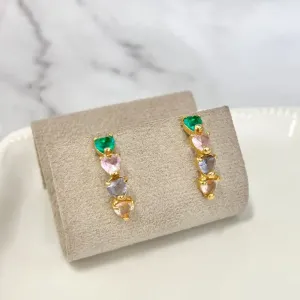 BRINCO EAR HOOK CORAÇÕES CANDY COLORS