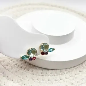 BRINCO PEDRA RENDONDA COM NAVETE E STRASS