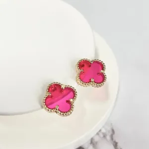 BRINCO TREVO PINK TRANSPARENTE