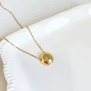 COLAR BOTÃO COM PEDRA DE CORAÇÃO ACQUA