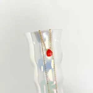 COLAR MINI ELOS PINGENTE GOTA LARANJA