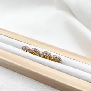 DUPLA ARGOLA ARTICULADA ZIRCONIA ROSINHA