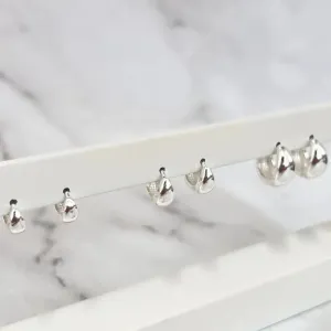 TRIO BRINCOS ARGOLA ARTICULADAS LISAS FORMATO GOTA