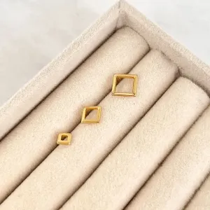 TRIO DE BRINCOS QUADRADOS VAZADOS