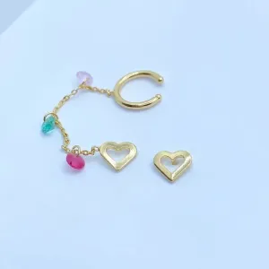 BRINCO CORAÇÃO COM PIERCING DE UM LADO