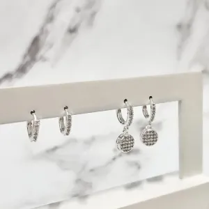 DUPLA BRINCO ARGOLA ARTICULADA LISA E COM PINGENTE