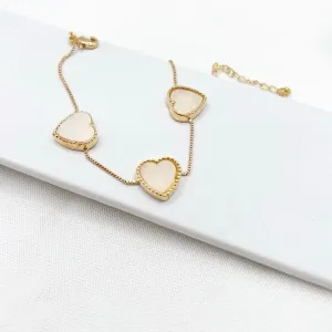 PULSEIRA 3 CORAÇÕES MADRE PÉROLA EM ACRÍLICO