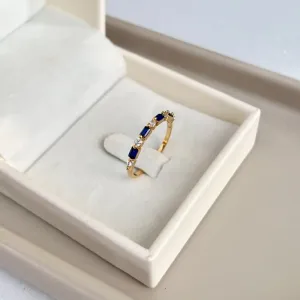 ANEL 4 BAGUETES AZUL