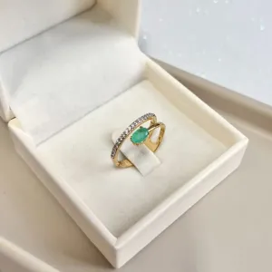 ANEL FIO DE ZIRCONIA COM PEDRA OVAL TURMALINA