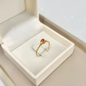 ANEL SOLITÁRIO DETALHES - PEDRA LARANJA