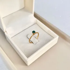 ANEL SOLITÁRIO FINO 4MM PEDRA - VERDE