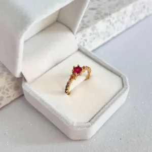 ANEL SOLITÁRIO PEDRAS COLORIDAS