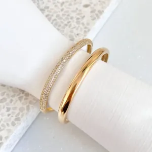 BRACELETE 2 FIOS LISO E CRAVEJADO