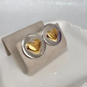 BRINCO BOTÃO COM CORAÇÃO 2,6CM COM CANETA DOURADA