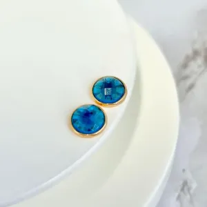 BRINCO MEIA PEDRA FACETADA - AZUL