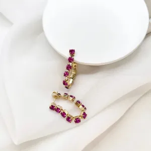 BRINCO SILVIA BRAZ STRASS PINK