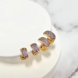 DUPLA BRINCO DE ARGOLAS ARTICULADAS MICRO ZIRCONIA LAVANDA