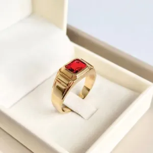 ANEL MASCULINO PEDRA VERMELHA