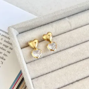 BRINCO 2 CORAÇÕES LISO E COM PEDRA