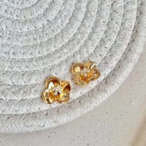 BRINCO FLOR COM MIOLO DE ZIRCONIAS