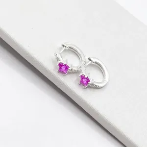 BRINCO PRATA925 ARGOLA ARTICULADA COM ESTRELA PINK