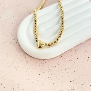 COLAR CHOKER BOLINHAS E CORAÇÃO LISO 45CM