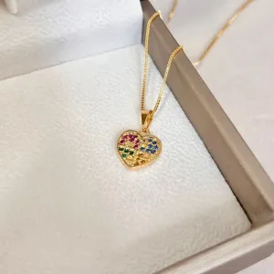 COLAR CORAÇÃO CORES DO AUTISMO 45CM