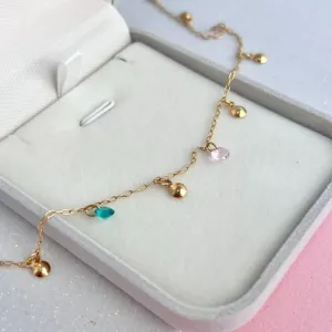 COLAR LONGO PEDRINHAS DE ZIRCONIAS E MEDALHAS 70CM