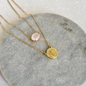 ESCAPULARIO SÃO BENTO COM PEDRA ROSA QUARTZO