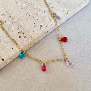 TORNOZELEIRA PEDRINHAS COLORIDAS EM FORMATO GOTA