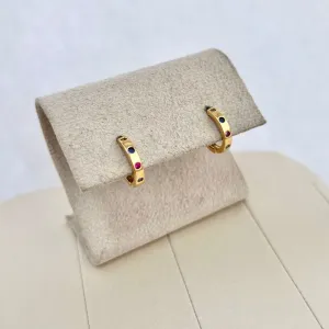 BRINCO ARGOLA ARTICULADA COM PEDRAS COLORIDAS