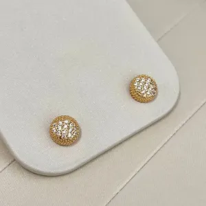 BRINCO MEIA BOLA CRAVEJADA 8,8MM