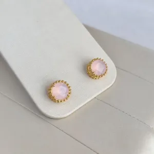 BRINCO PEDRA REDONDA ROSA QUARTZO