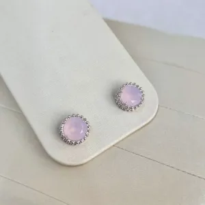 BRINCO PEDRA REDONDA ROSA QUARTZO