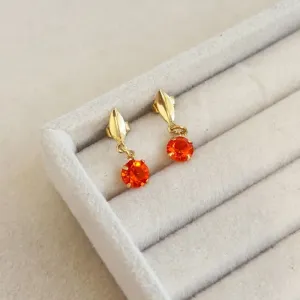 BRINCO PONTO DE LUZ STRASS LARANJA PENDURADO