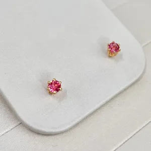 BRINCO PONTO DE LUZ STRASS ROSA 6 GARRAS ALTAS