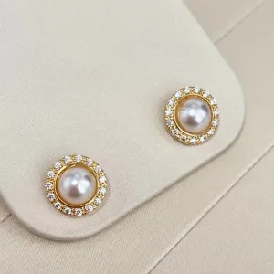 BRINCO REDONDO MEIA PÉROLA E MICRO ZIRCONIAS