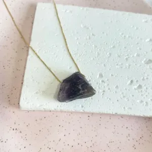 COLAR PEDRA NATURAL AMETISTA