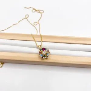 COLAR PINGENTE FLOR COLORIDA