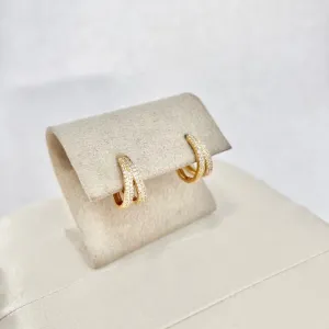 BRINCO ARGOLA ARTICULADA FALSA DUPLA CRAVEJADA