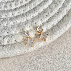 BRINCO DUAS PEDRAS REDONDA/QUADRADA