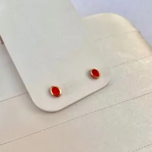 BRINCO PEDRA OVAL - VERMELHA