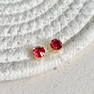 BRINCO PONTO DE LUZ CAIXA ROSA STRASS 7MM