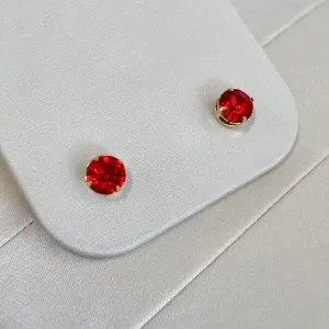 BRINCO PONTO DE LUZ STRASS VERMELHO 7MM